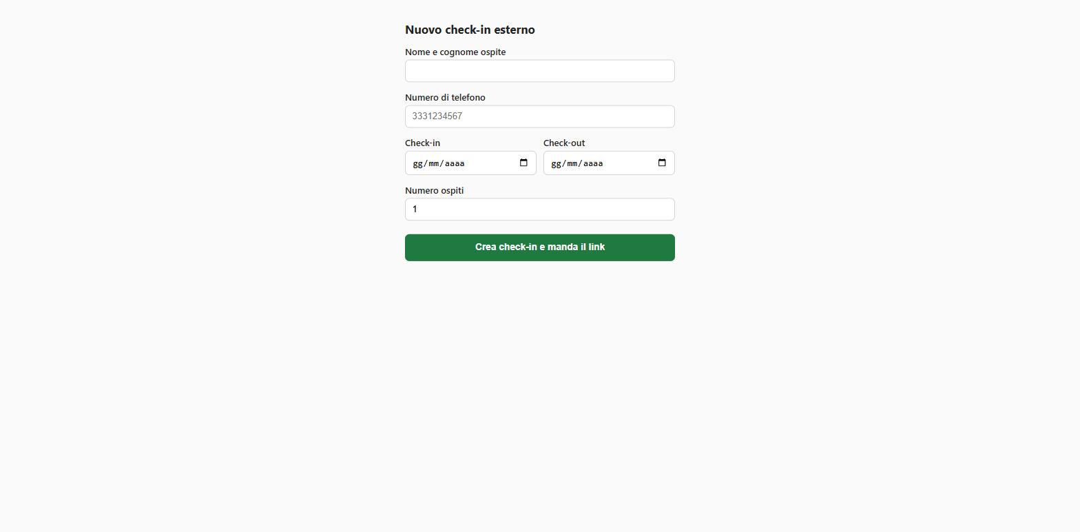 Mini-form con calendario nativo per inserire nome, telefono, date e ospiti